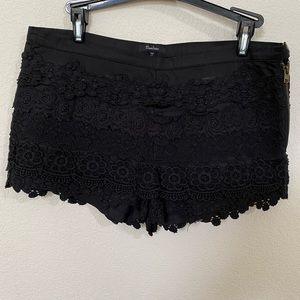 Monteau Black Lace Eyelet Side Zipper Shorts
